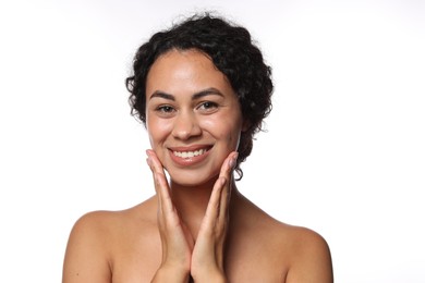 Cosmetology. Beautiful woman with perfect skin on white background