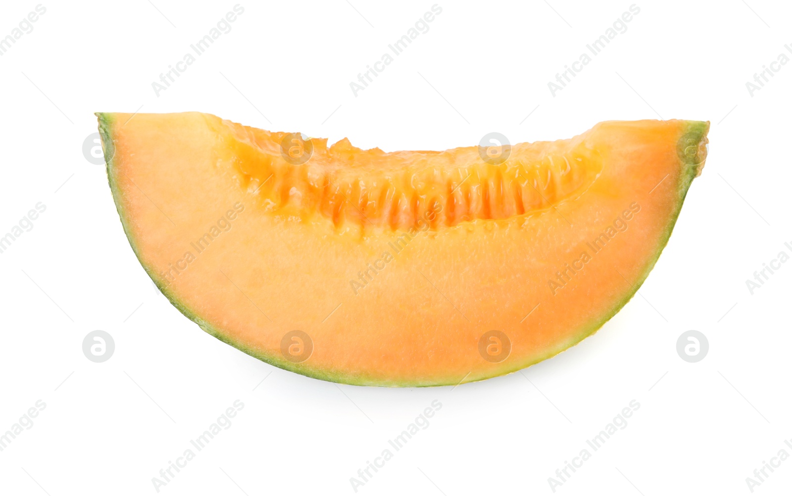 Photo of Piece of Cantaloupe melon isolated on white