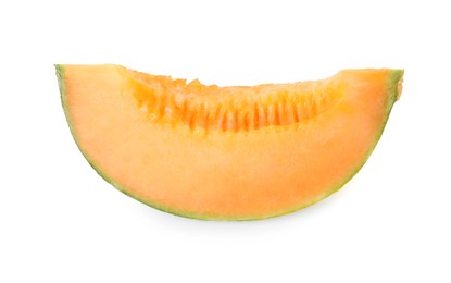 Photo of Piece of Cantaloupe melon isolated on white