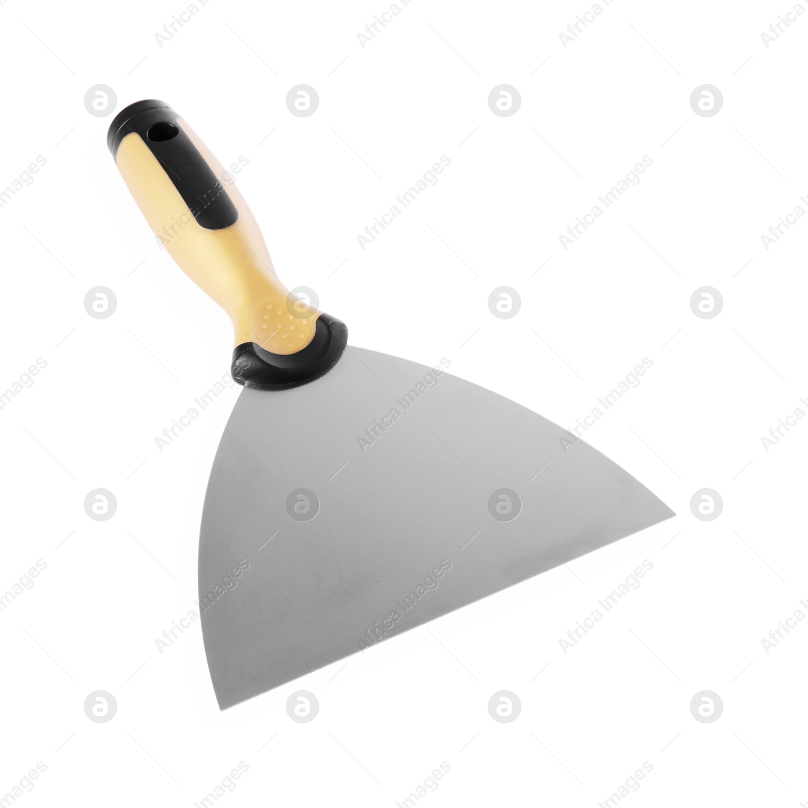 Photo of One putty knife isolated on white. Construction tool