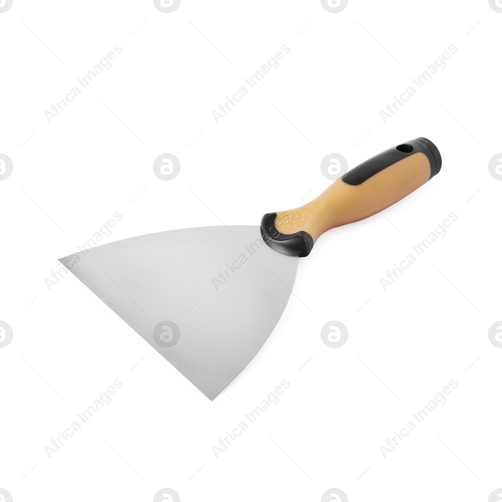 Photo of One putty knife isolated on white. Construction tool