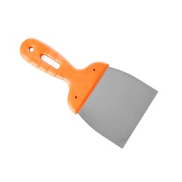 One putty knife isolated on white, top view. Construction tool