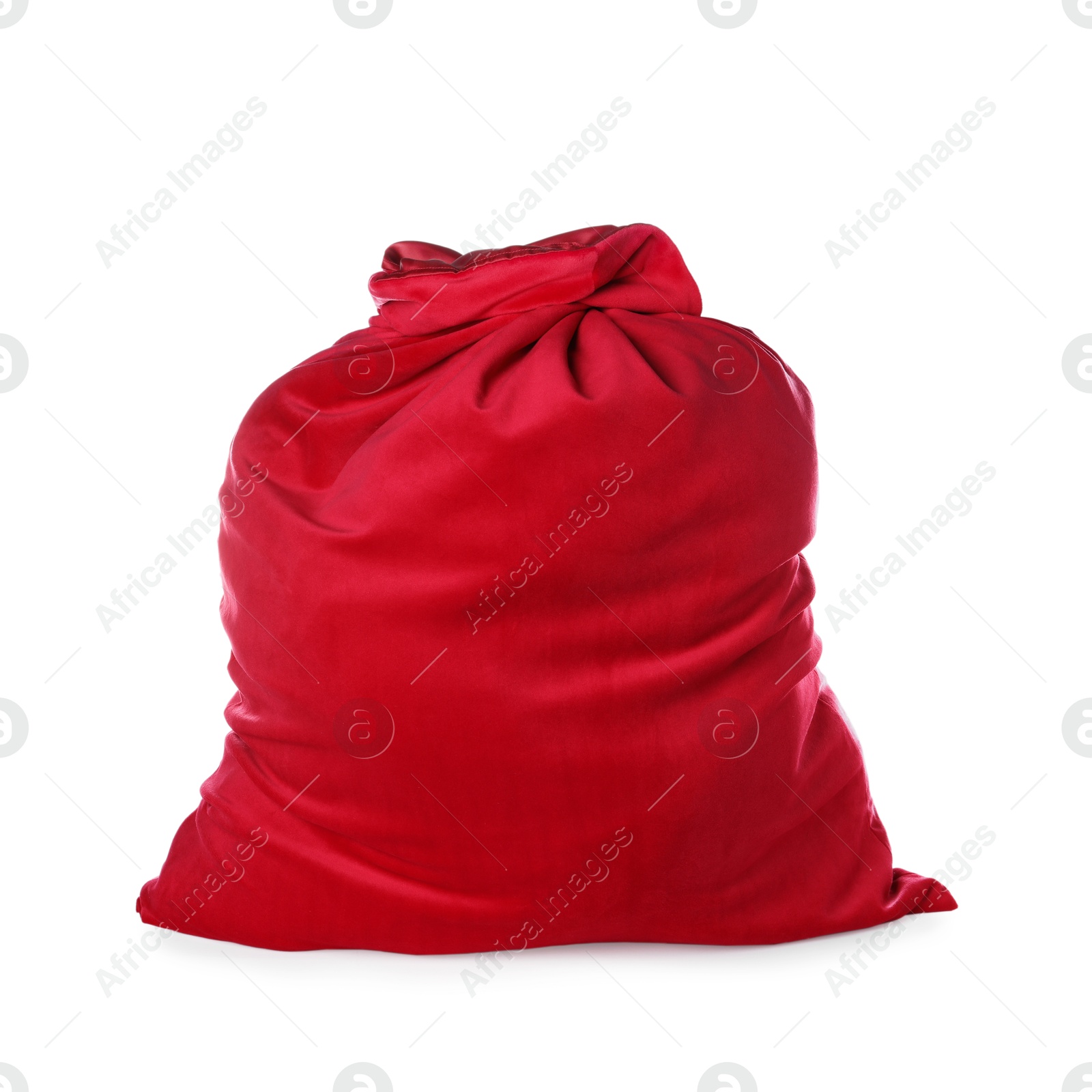 Red Santa Claus bag isolated on white Photo of Red Santa Claus bag isolated on white