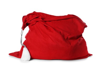 Photo of Red Santa Claus bag isolated on white