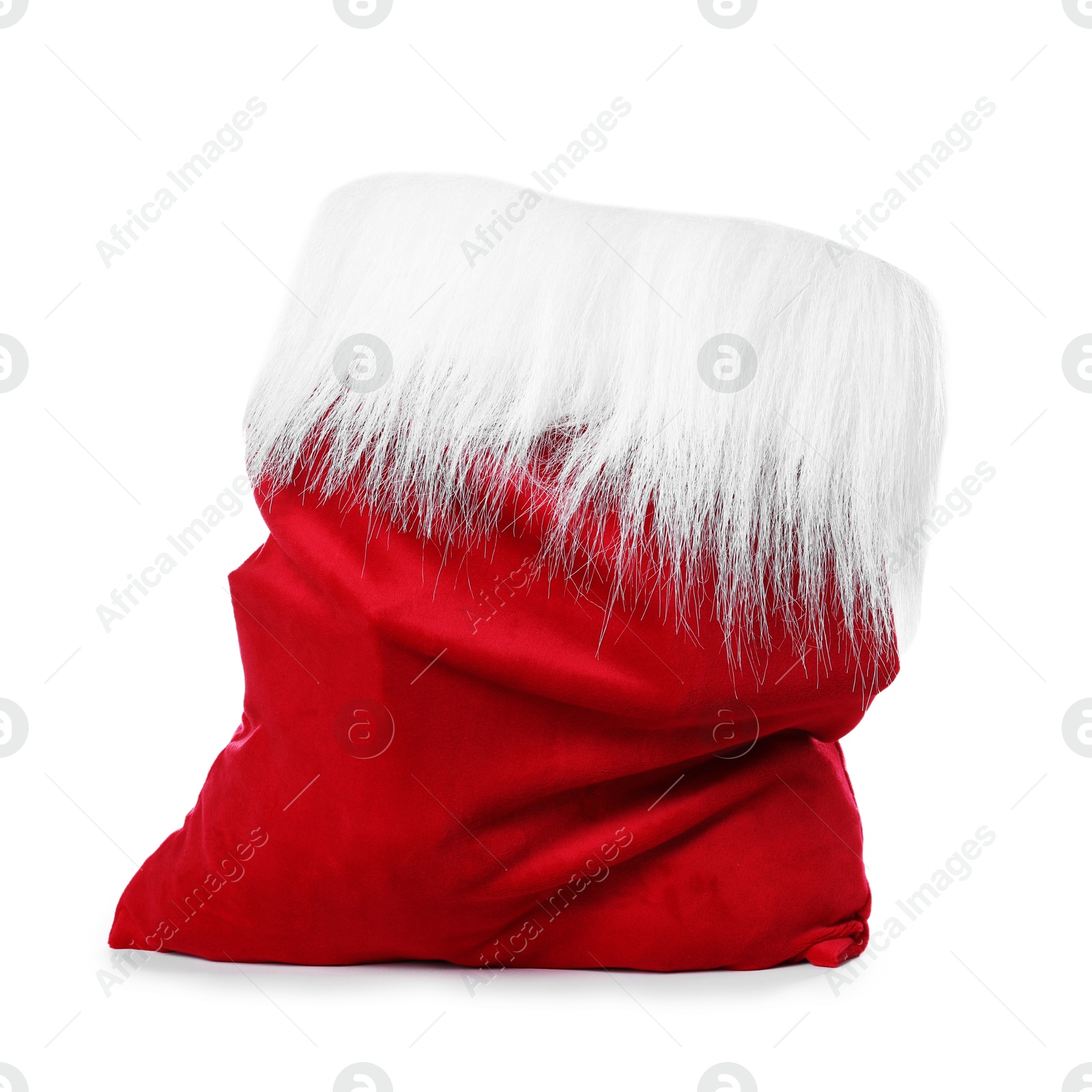 Red Santa Claus bag isolated on white Photo of Red Santa Claus bag isolated on white