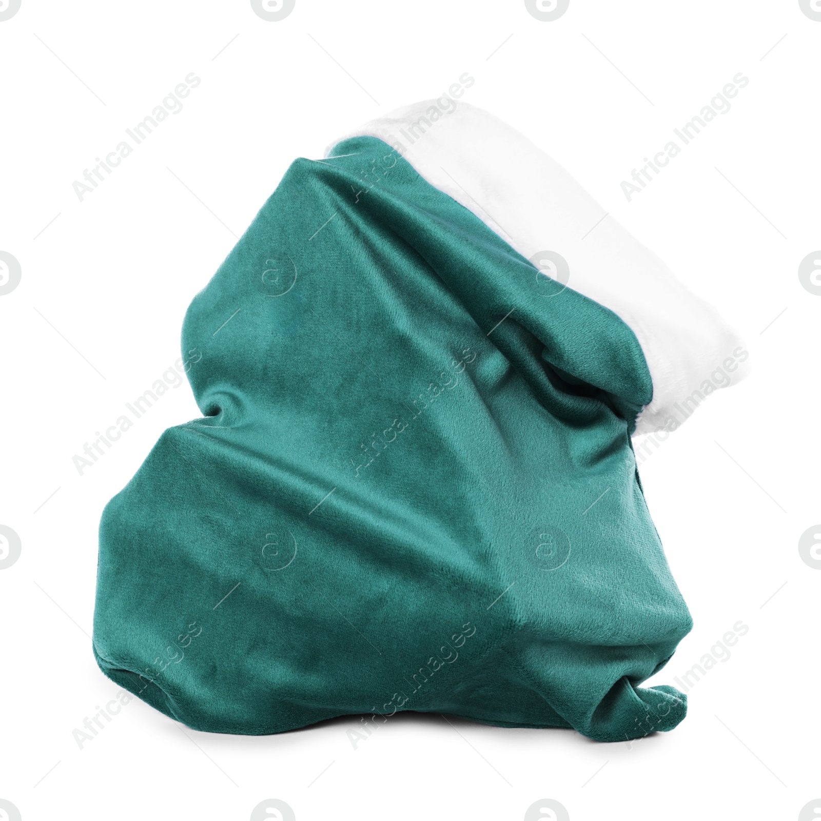 Photo of One green Santa Claus bag isolated on white