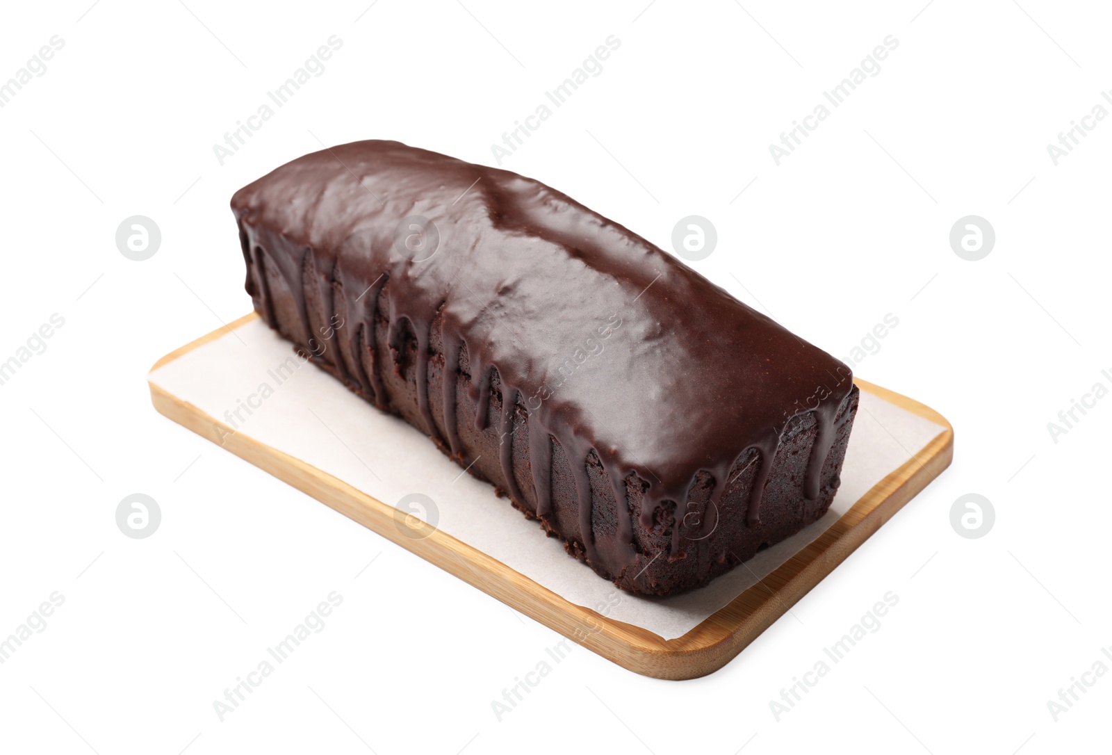 Tasty chocolate sponge cake isolated on white Photo of Tasty chocolate sponge cake isolated on white