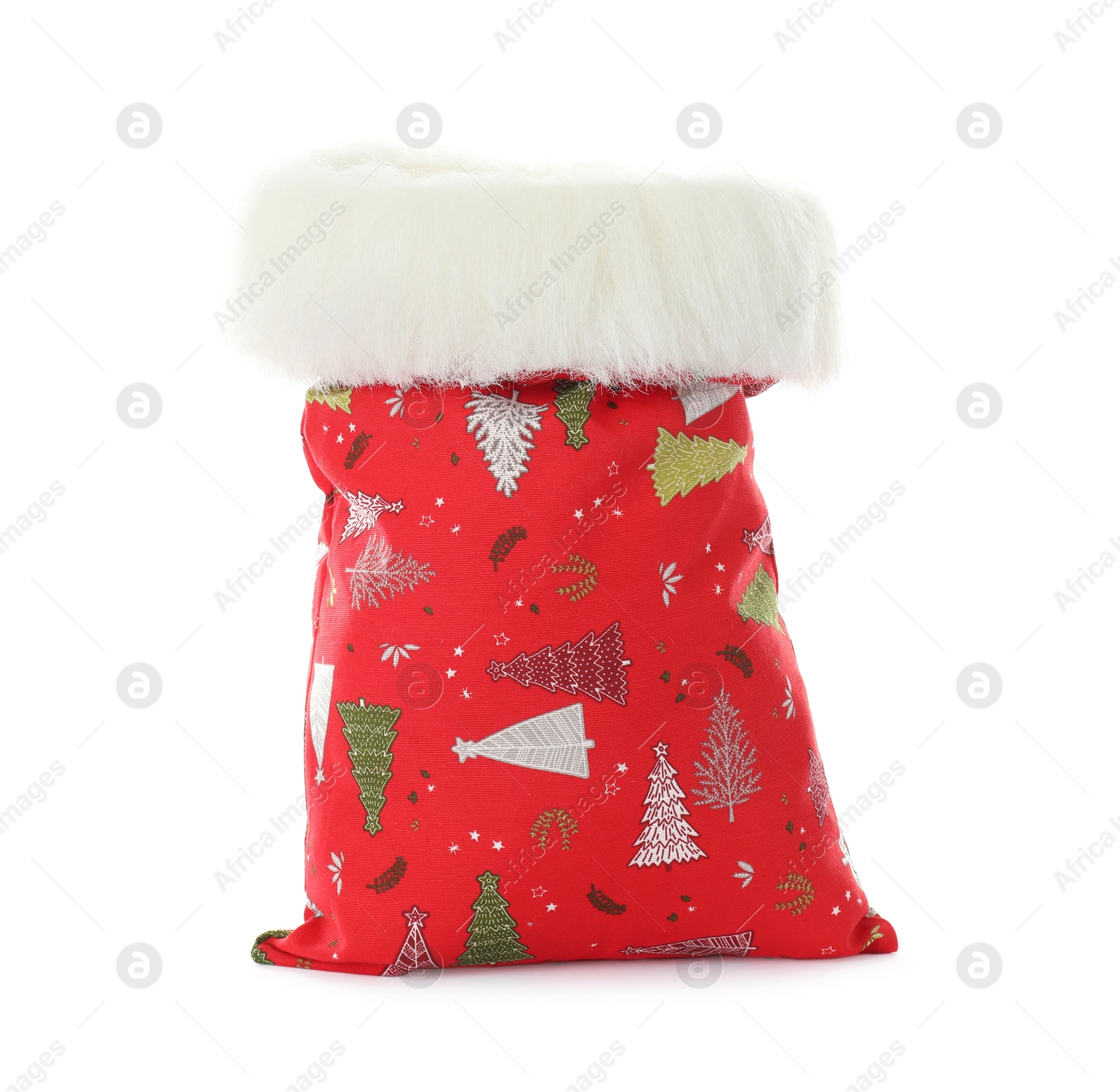 Photo of Red Santa Claus bag isolated on white