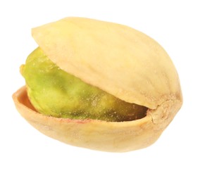 Photo of One tasty pistachio nut isolated on white