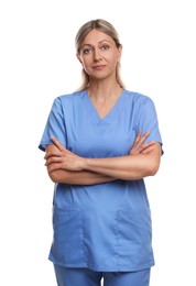 Photo of Portrait of nurse in medical uniform isolated on white