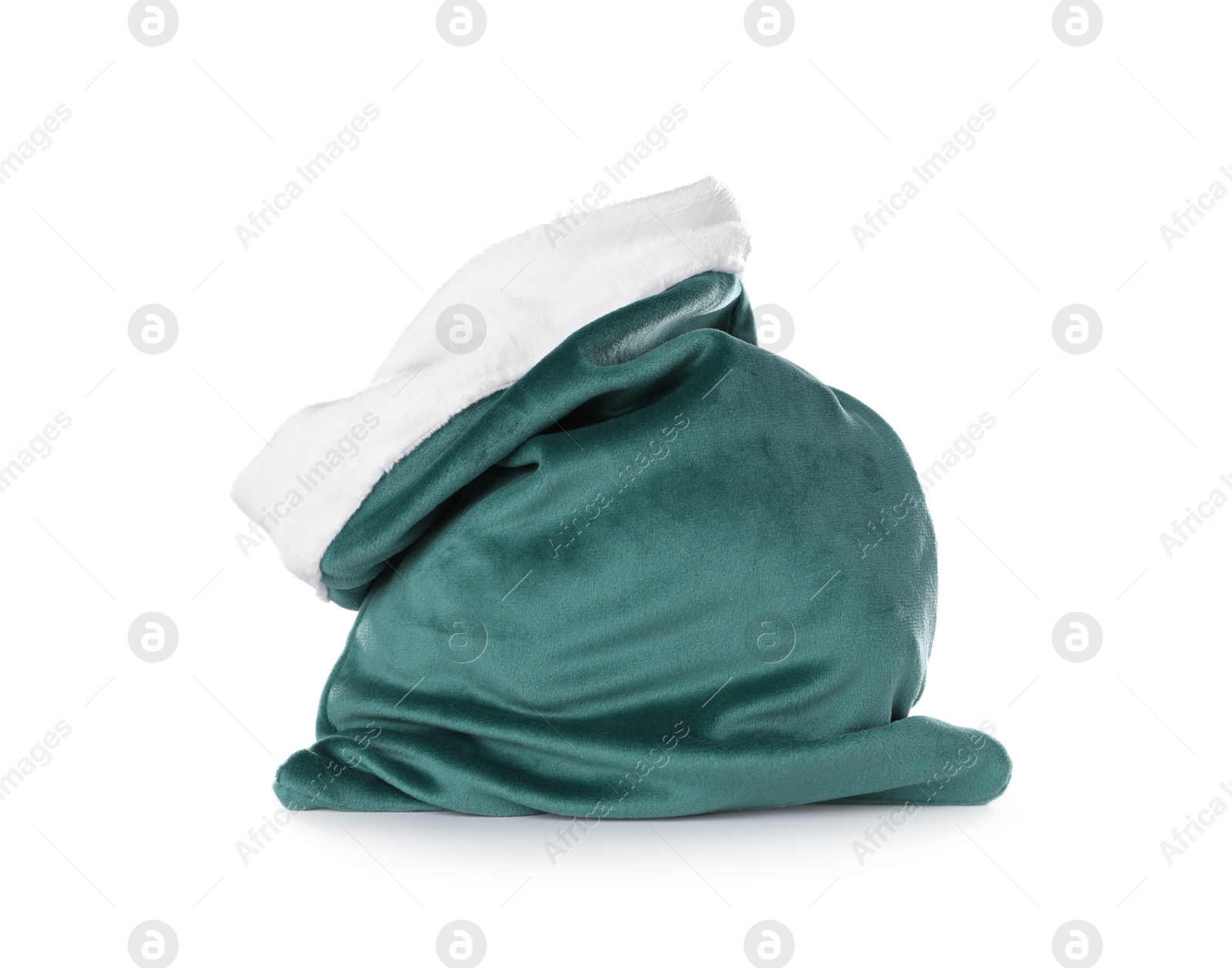 Green Santa Claus bag isolated on white Photo of Green Santa Claus bag isolated on white