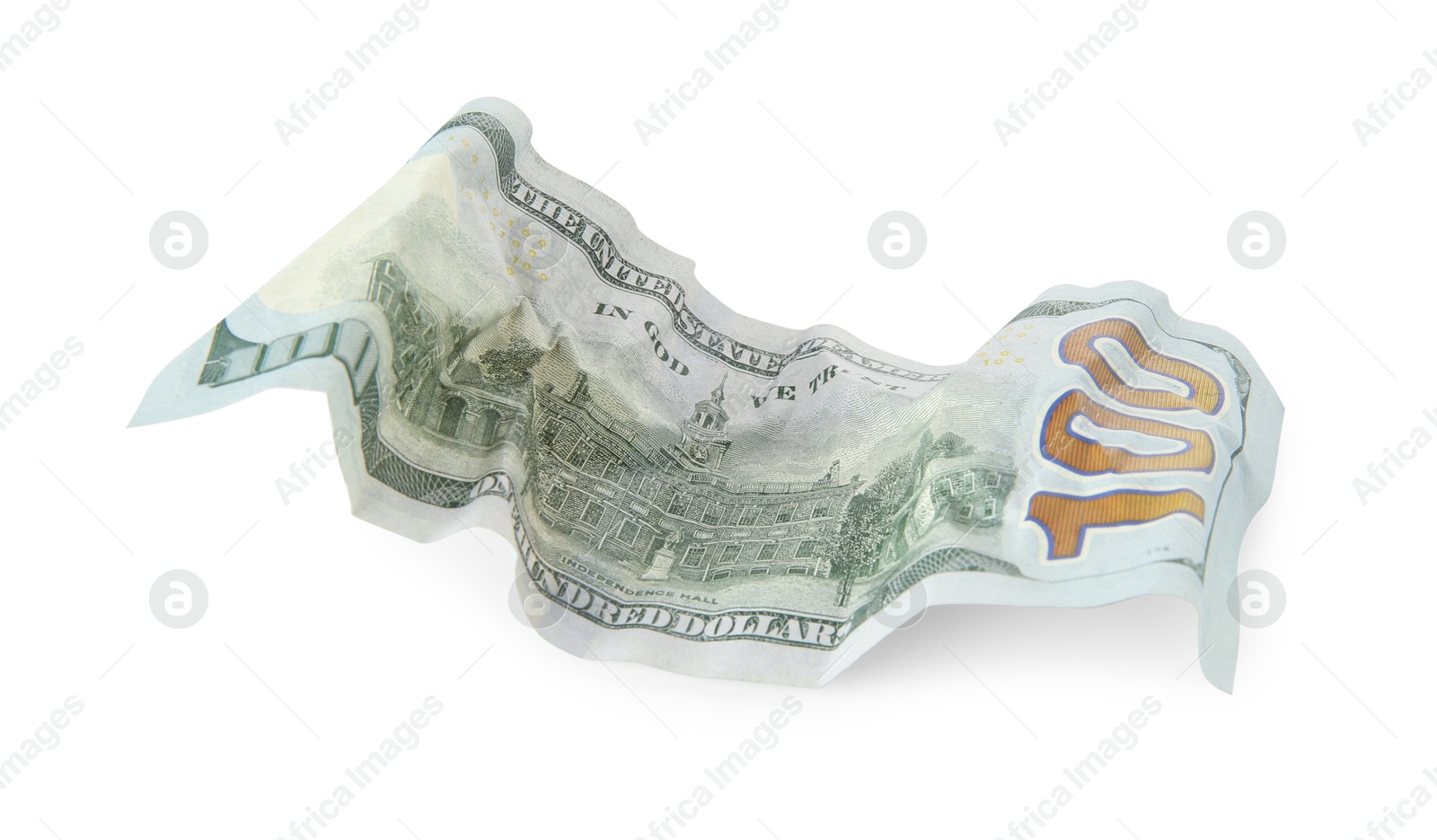 Photo of One crumpled dollar banknote isolated on white