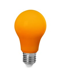 Image of One orange light bulb isolated on white