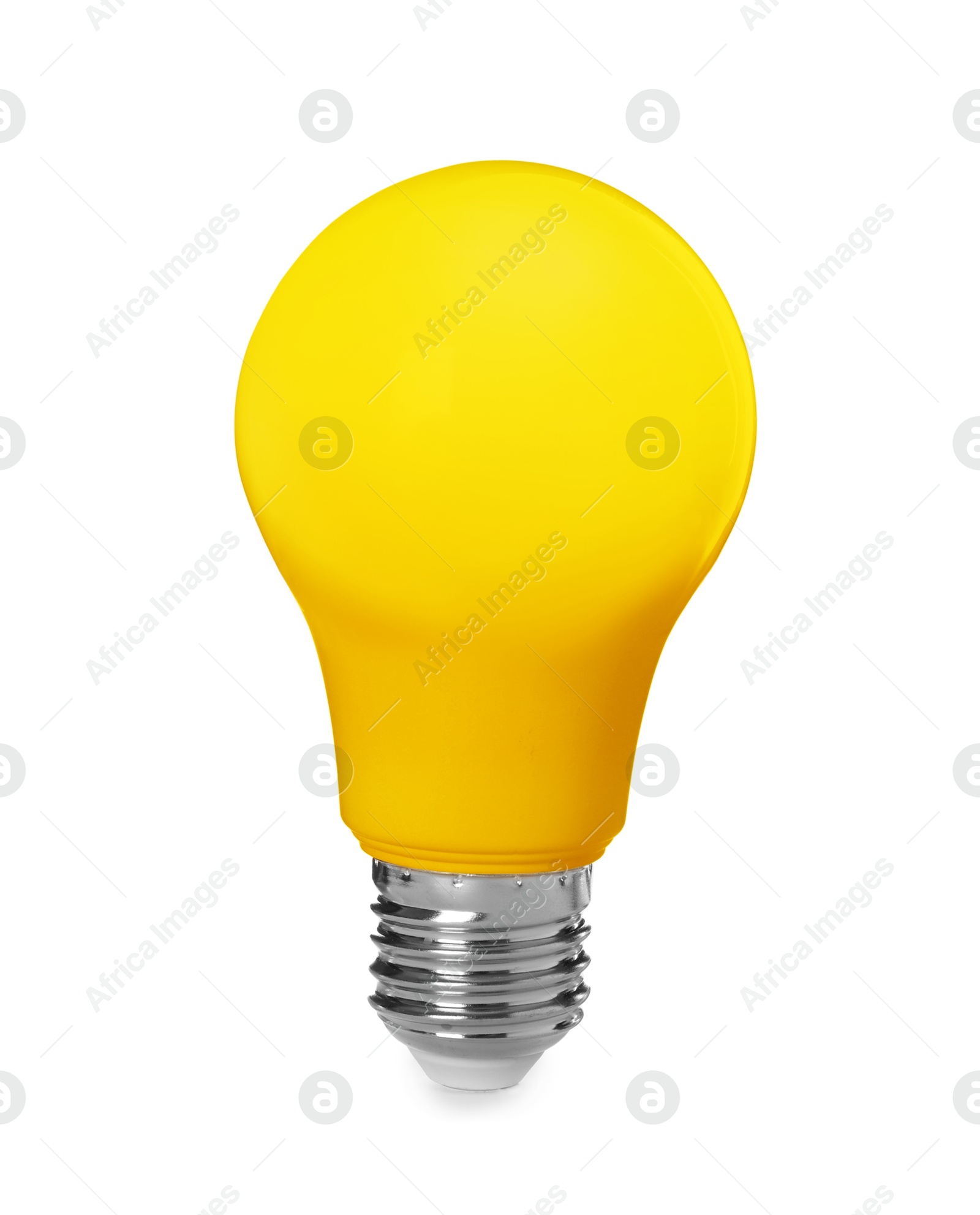 Image of One yellow light bulb isolated on white