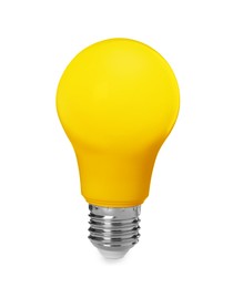 Image of One yellow light bulb isolated on white