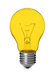 Image of One yellow light bulb isolated on white