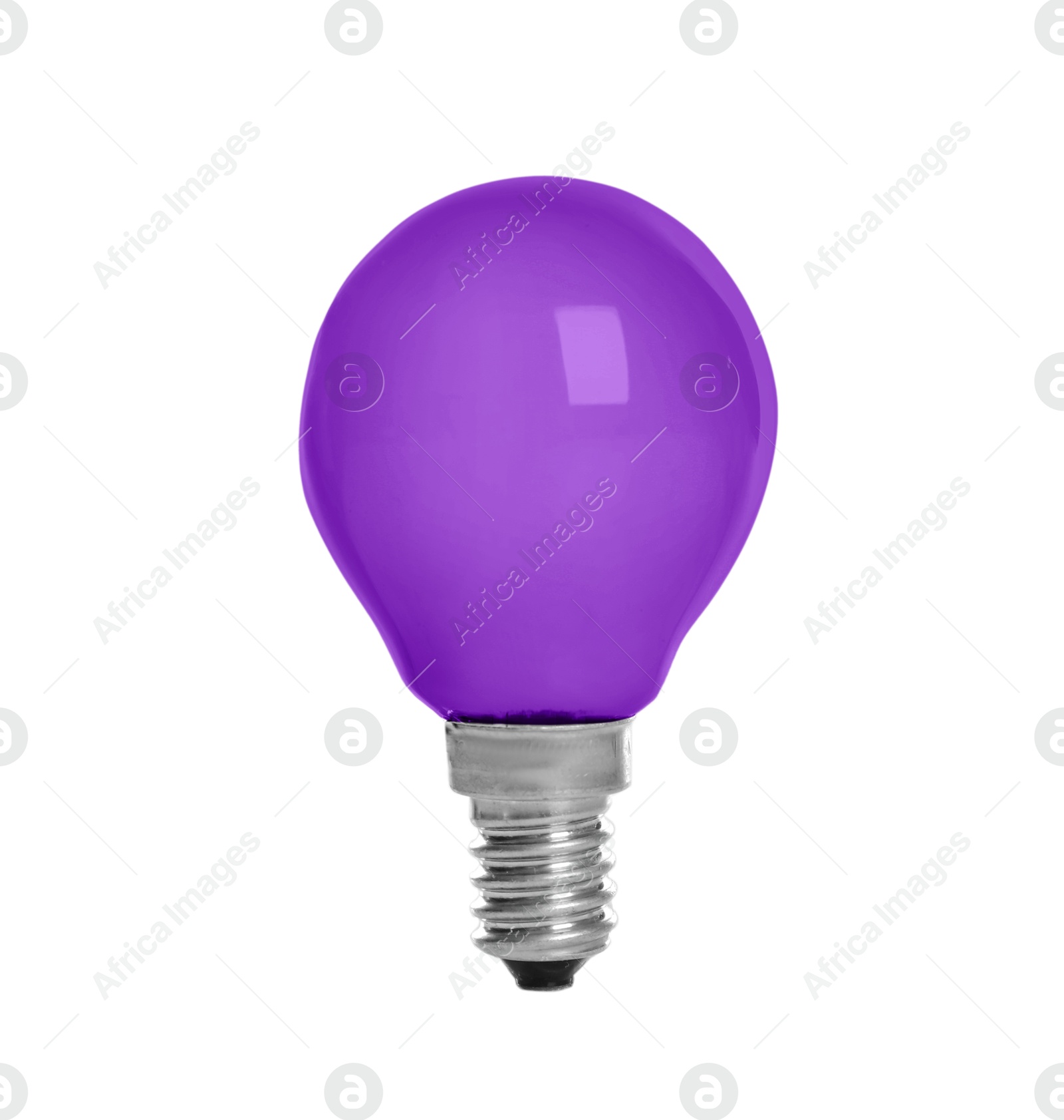 Image of One purple light bulb isolated on white