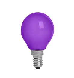 Image of One purple light bulb isolated on white