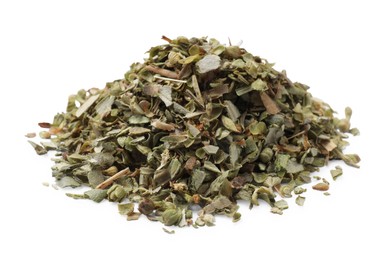 Photo of Pile of dried oregano isolated on white