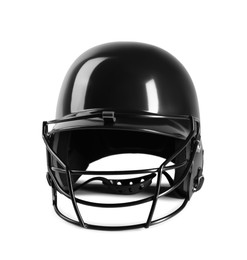 Photo of One black baseball helmet on white background