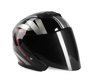 Photo of Motorcycle helmet with visor on white background