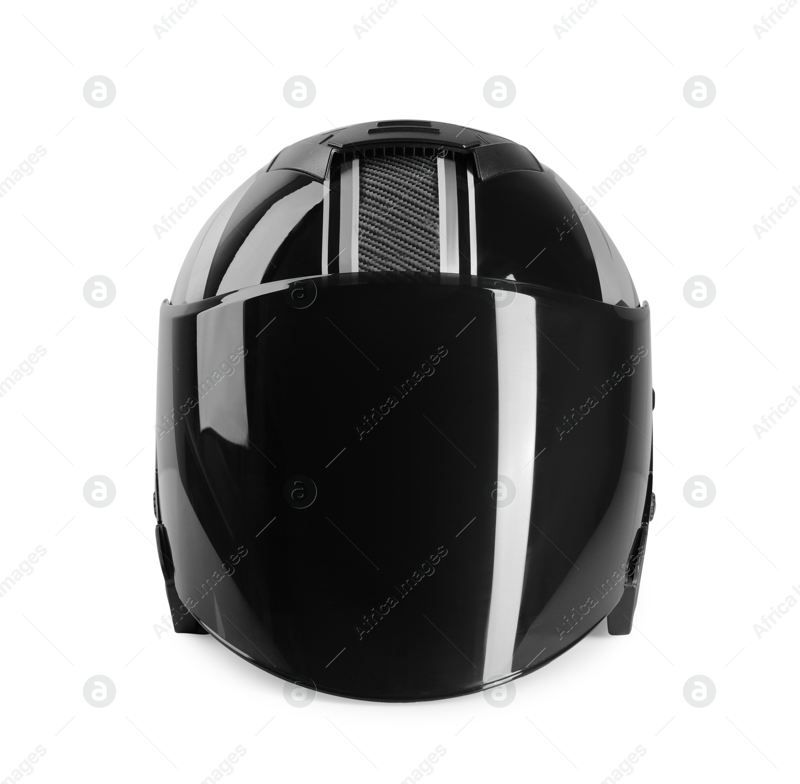 Photo of Motorcycle helmet with visor on white background