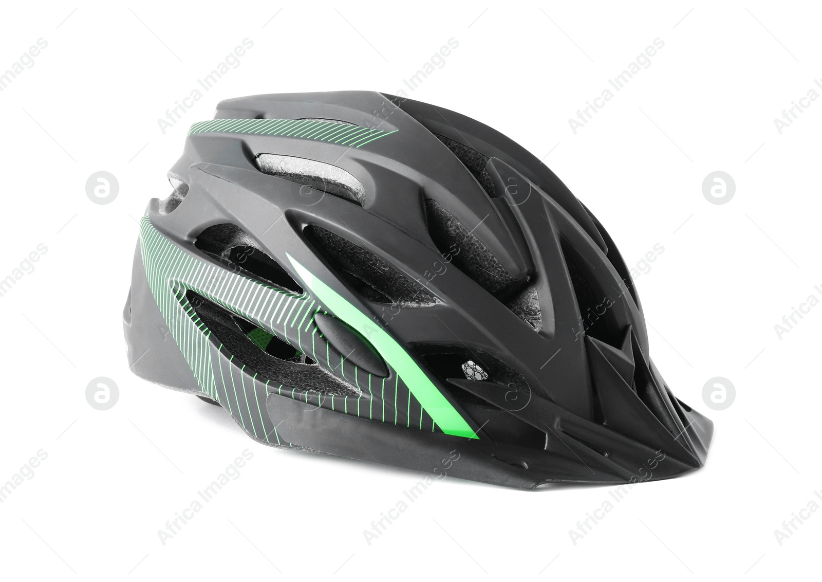 Photo of One protective bicycle helmet isolated on white