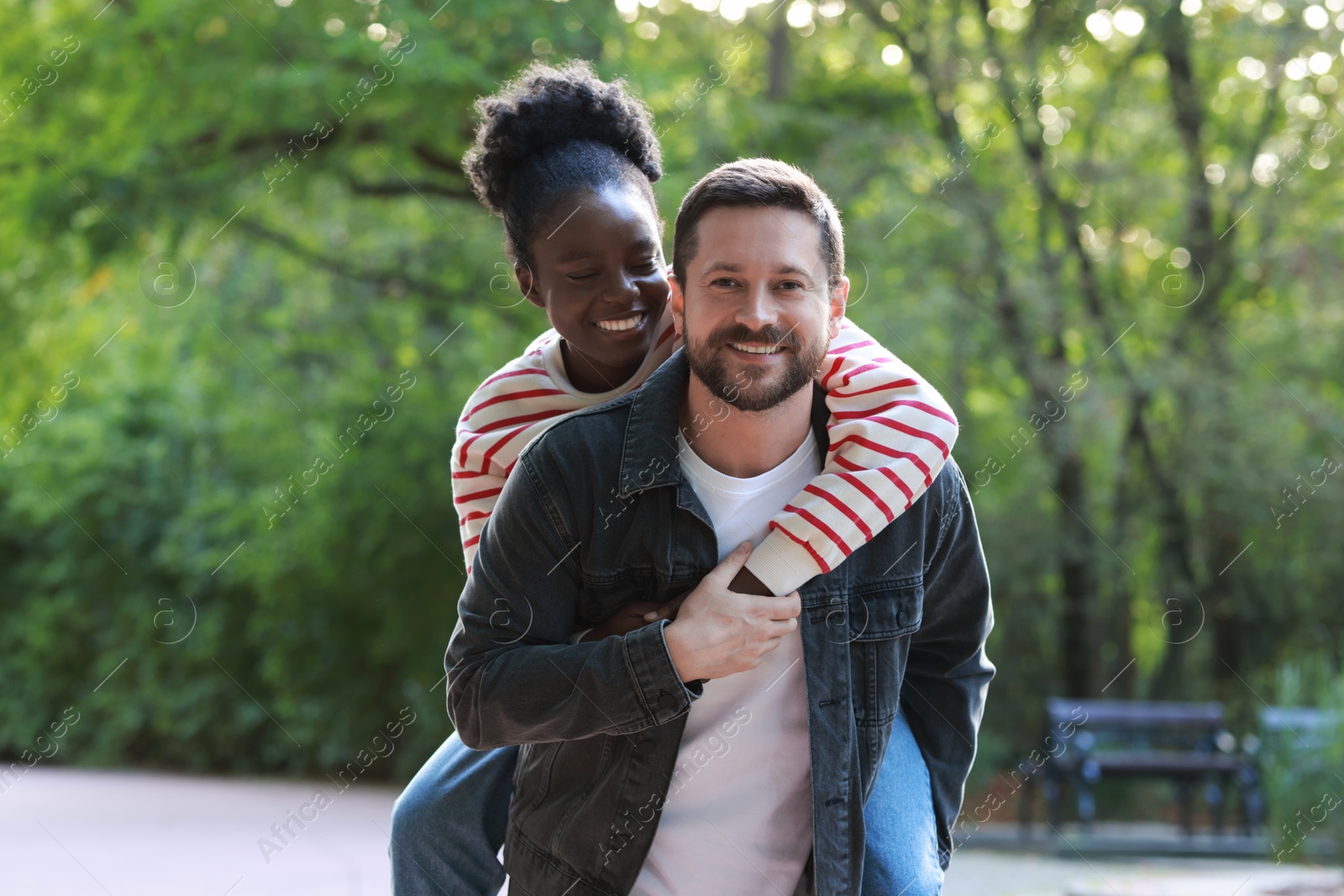 Photo of International relationships. Portrait of lovely couple outdoors