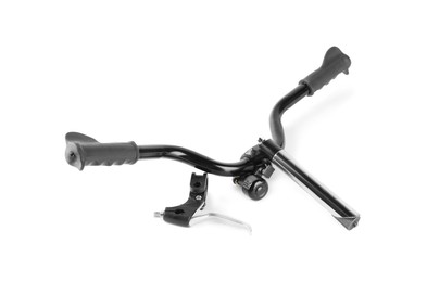 Photo of Bicycle handlebars and brake lever isolated on white