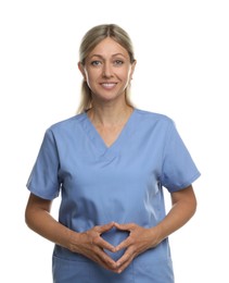 Photo of Portrait of nurse in medical uniform isolated on white