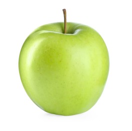 Photo of One ripe green apple isolated on white