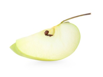 Cut fresh green apple isolated on white