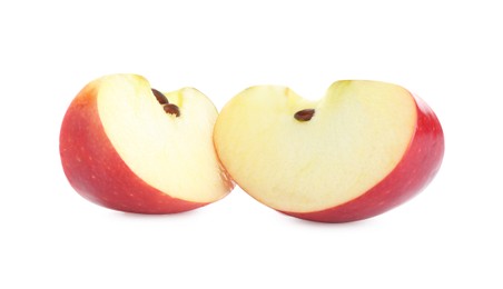 Slices of fresh ripe apple isolated on white