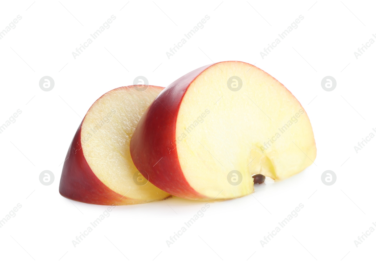 Photo of Slices of fresh ripe apple isolated on white