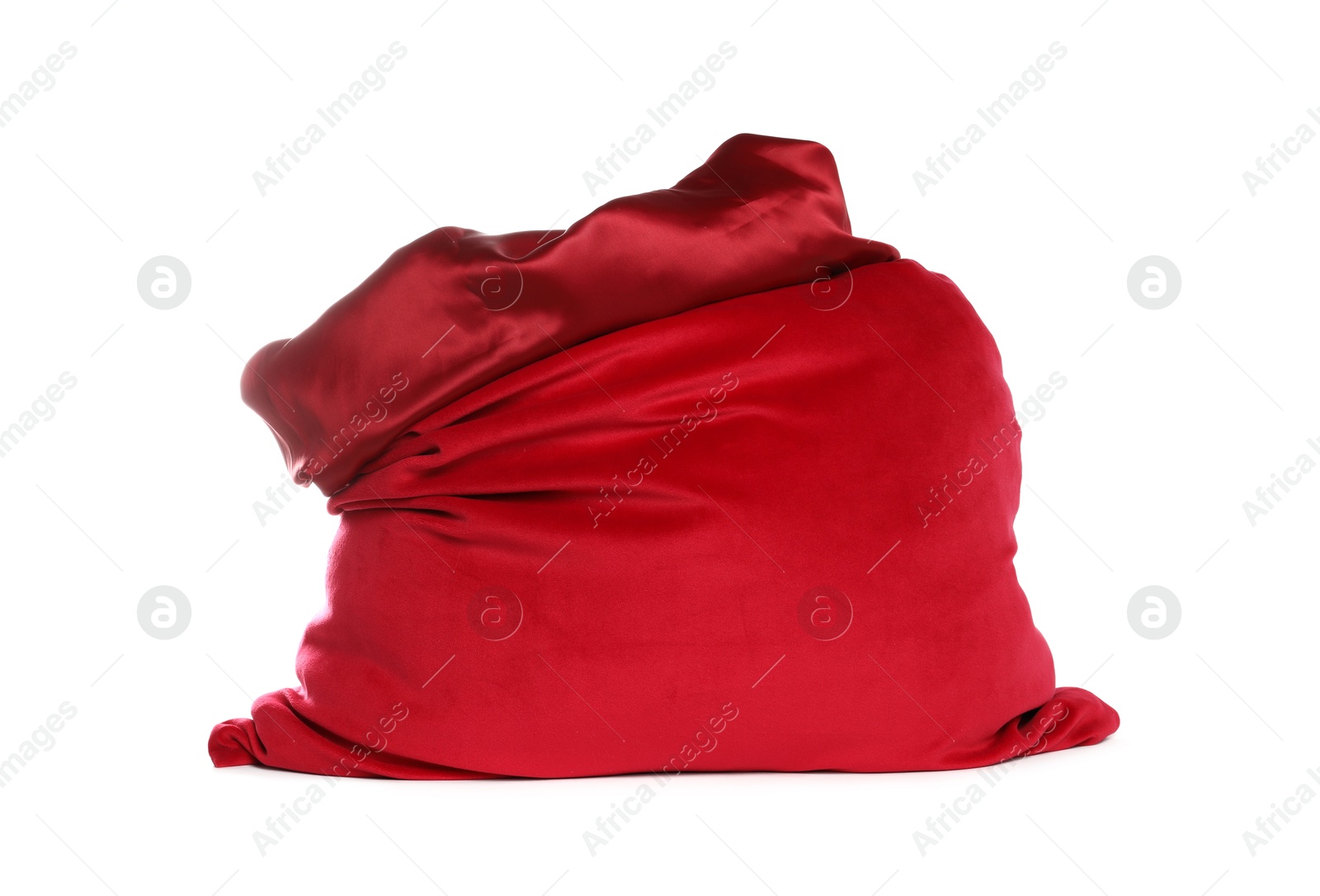 One red Santa's bag isolated on white Photo of One red Santa's bag isolated on white