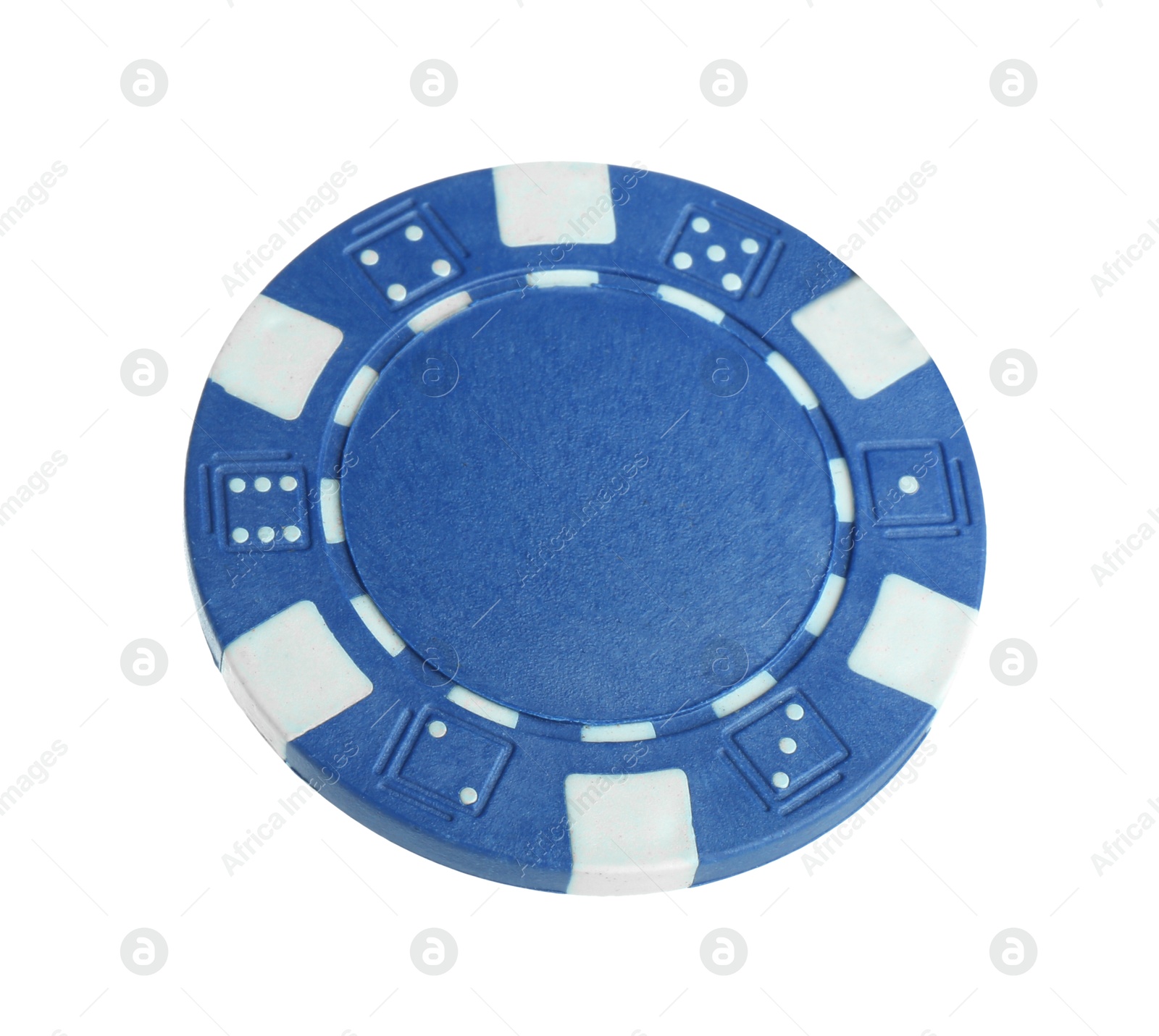 Photo of Poker game. One casino chip isolated on white