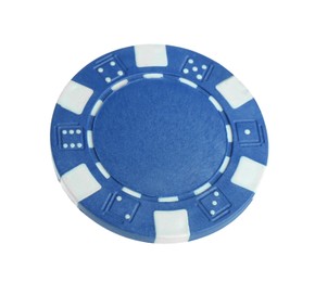 Photo of Poker game. One casino chip isolated on white