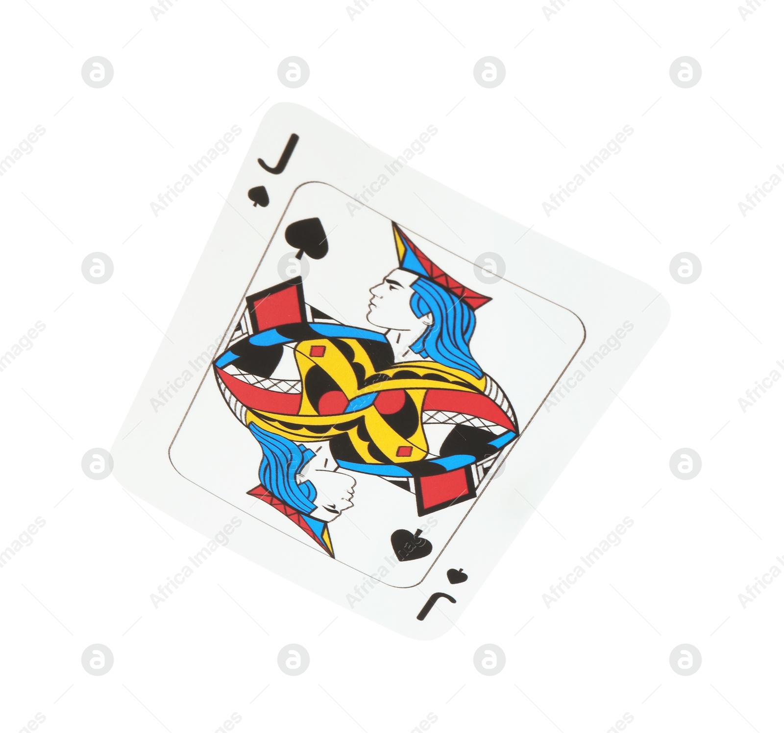 Photo of Poker game. One playing card isolated on white