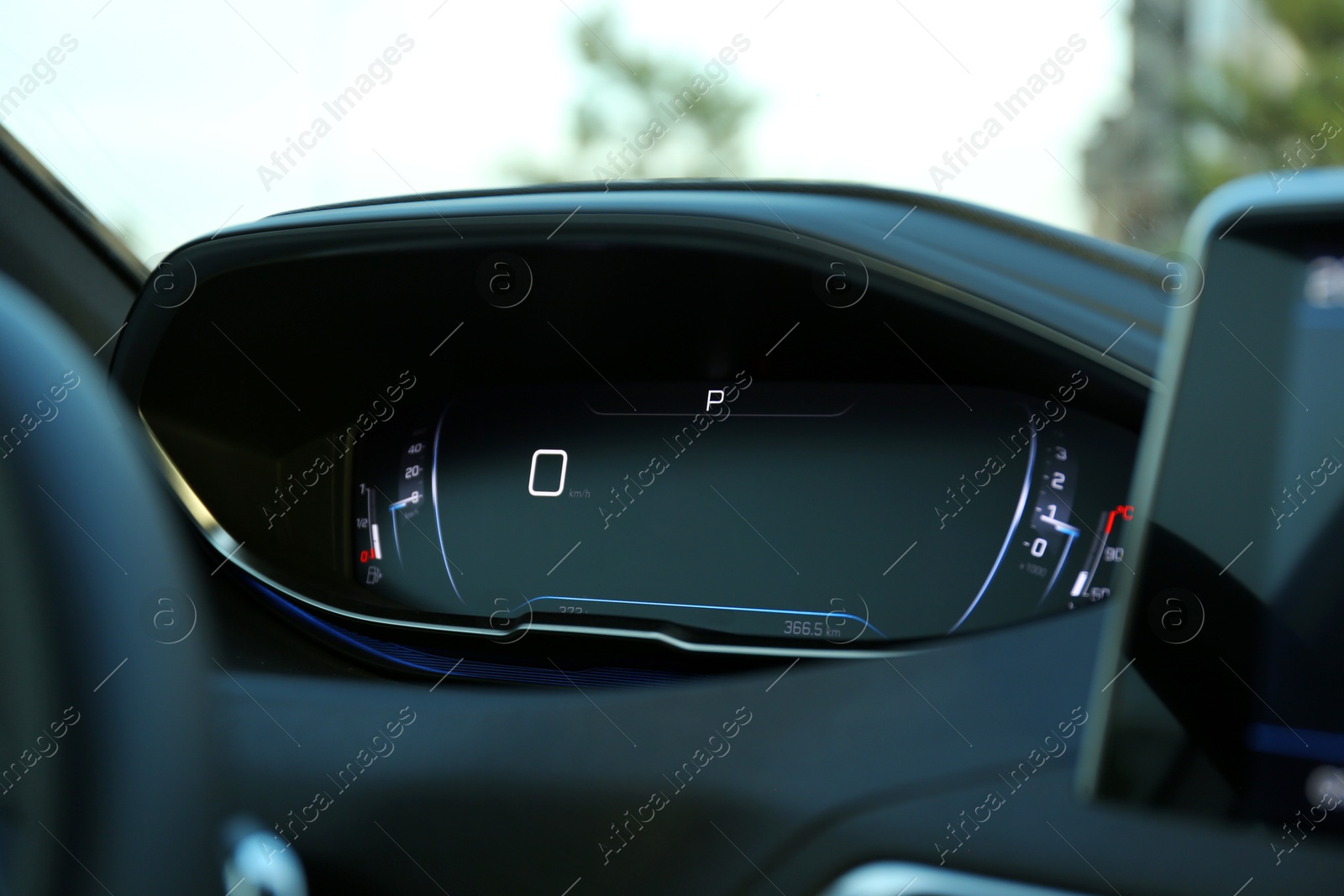 Photo of Dashboard inside of modern luxury car, closeup