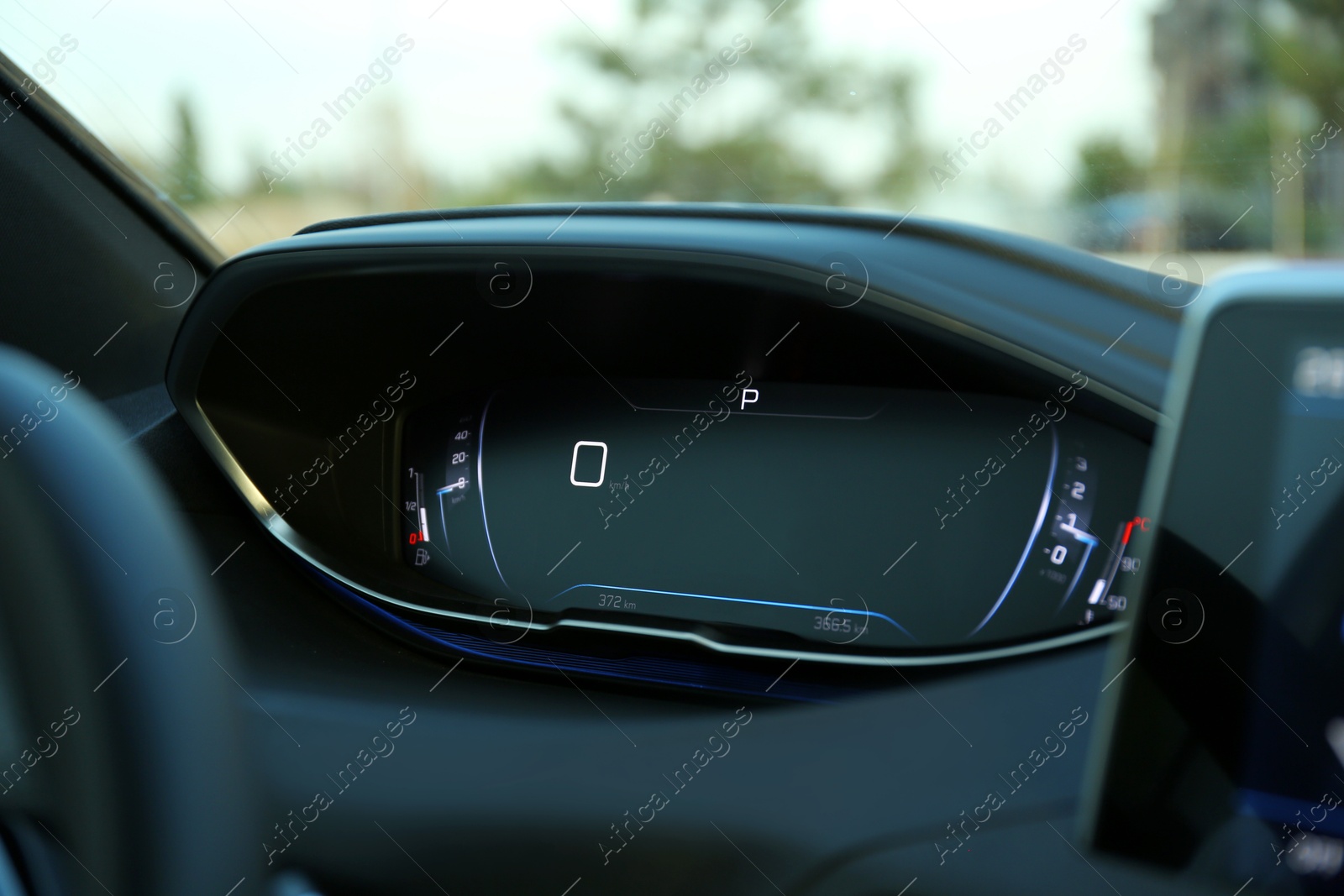 Photo of Dashboard inside of modern luxury car, closeup