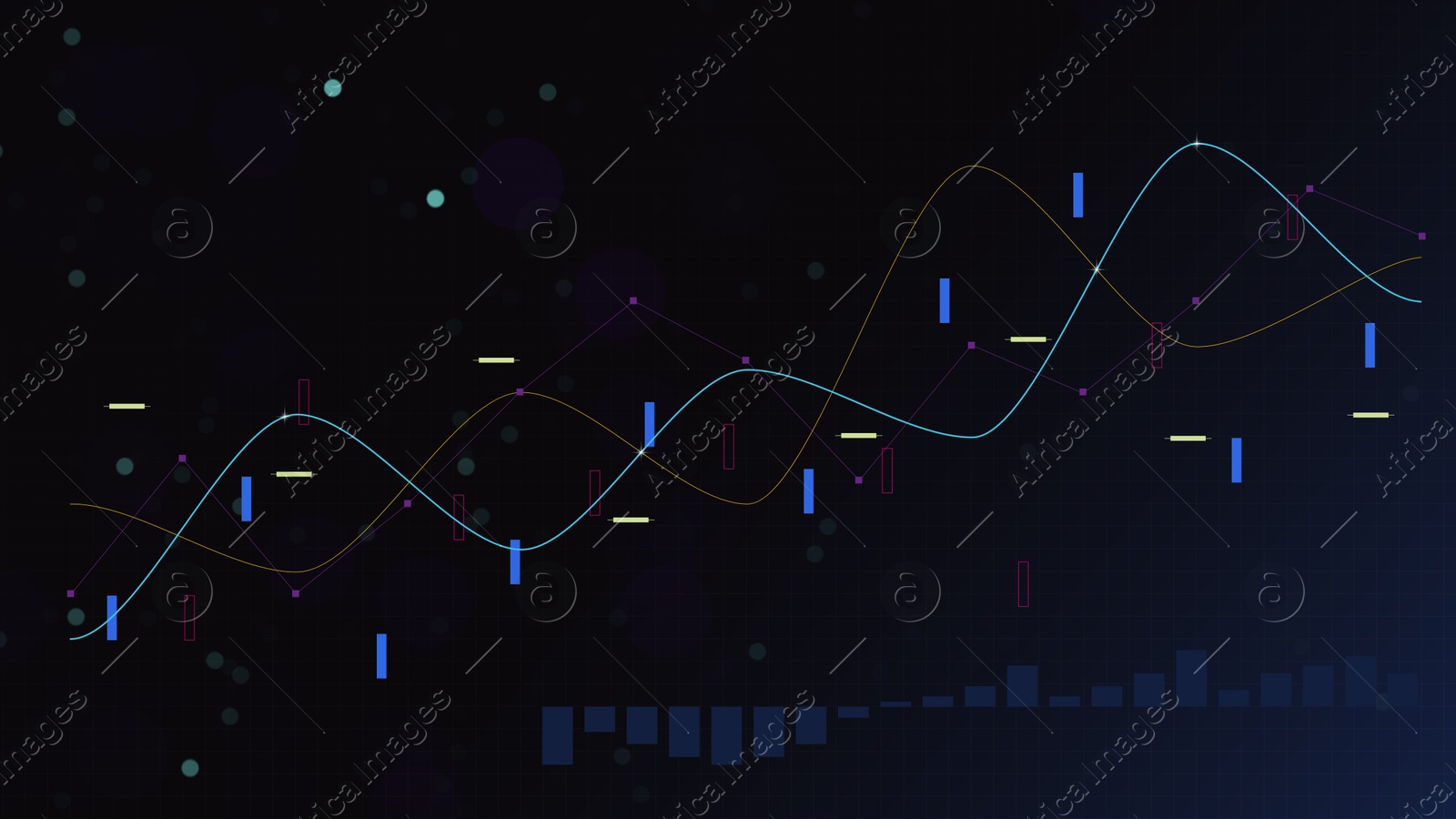 Image of Financial trading. Graph on dark background, illustration