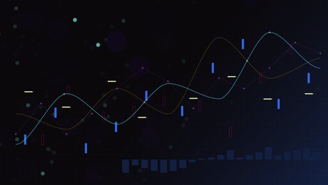 Financial trading. Graph on dark background, illustration