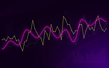 Financial trading. Graph on dark background, illustration