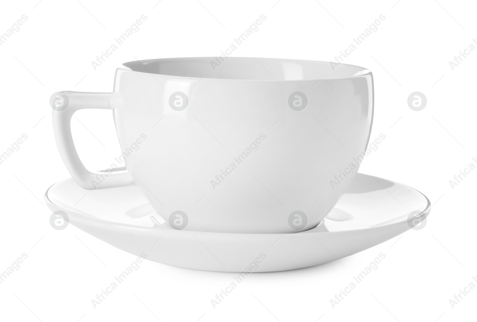 Photo of Coffee cup and saucer isolated on white