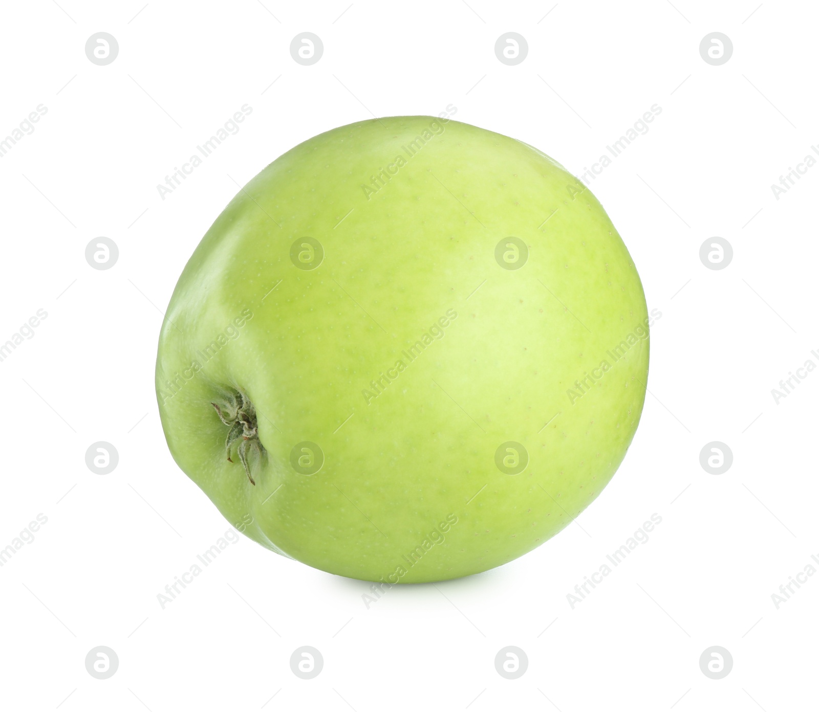 Photo of One ripe green apple isolated on white