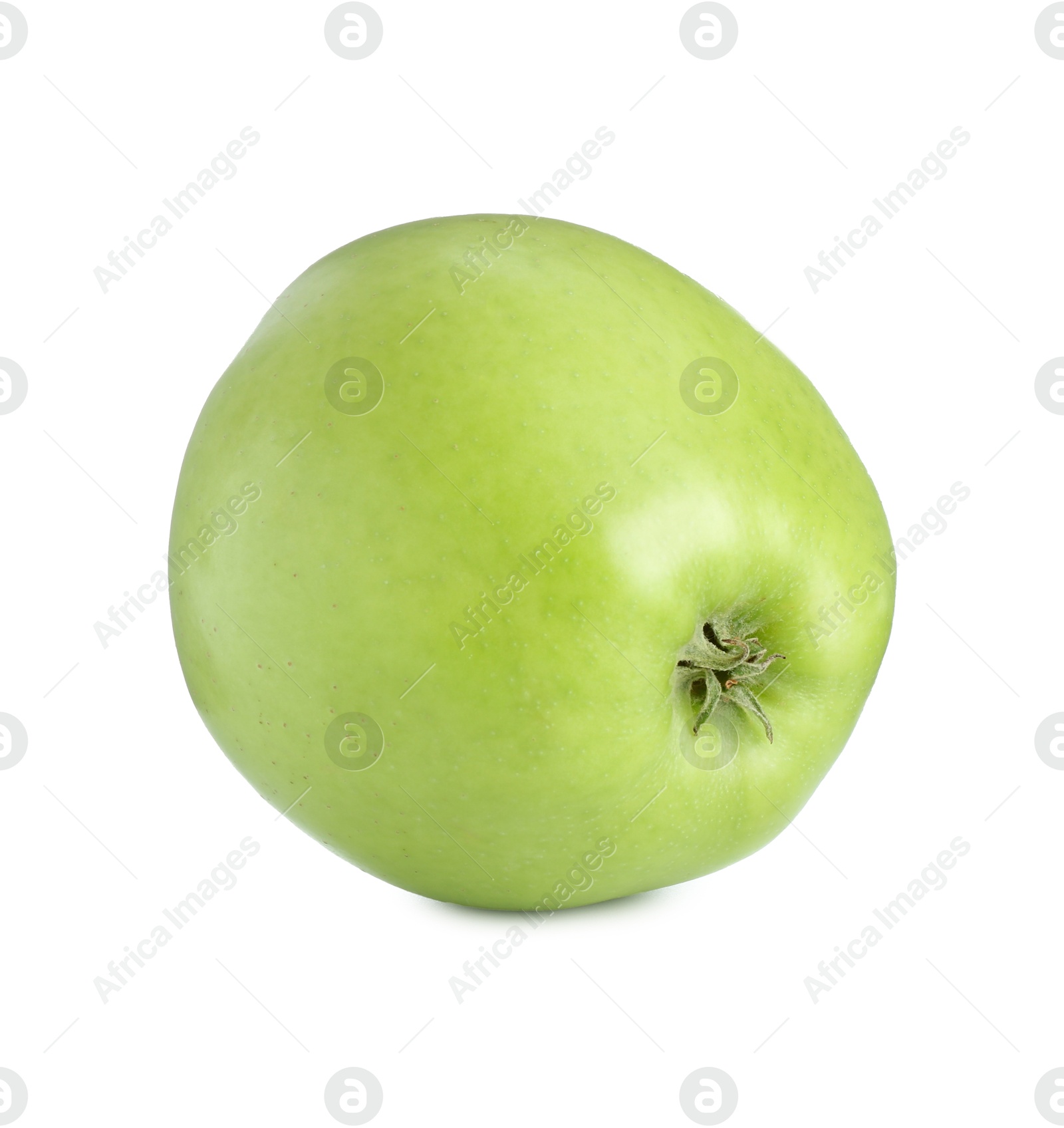 Photo of One ripe green apple isolated on white