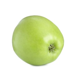 Photo of One ripe green apple isolated on white