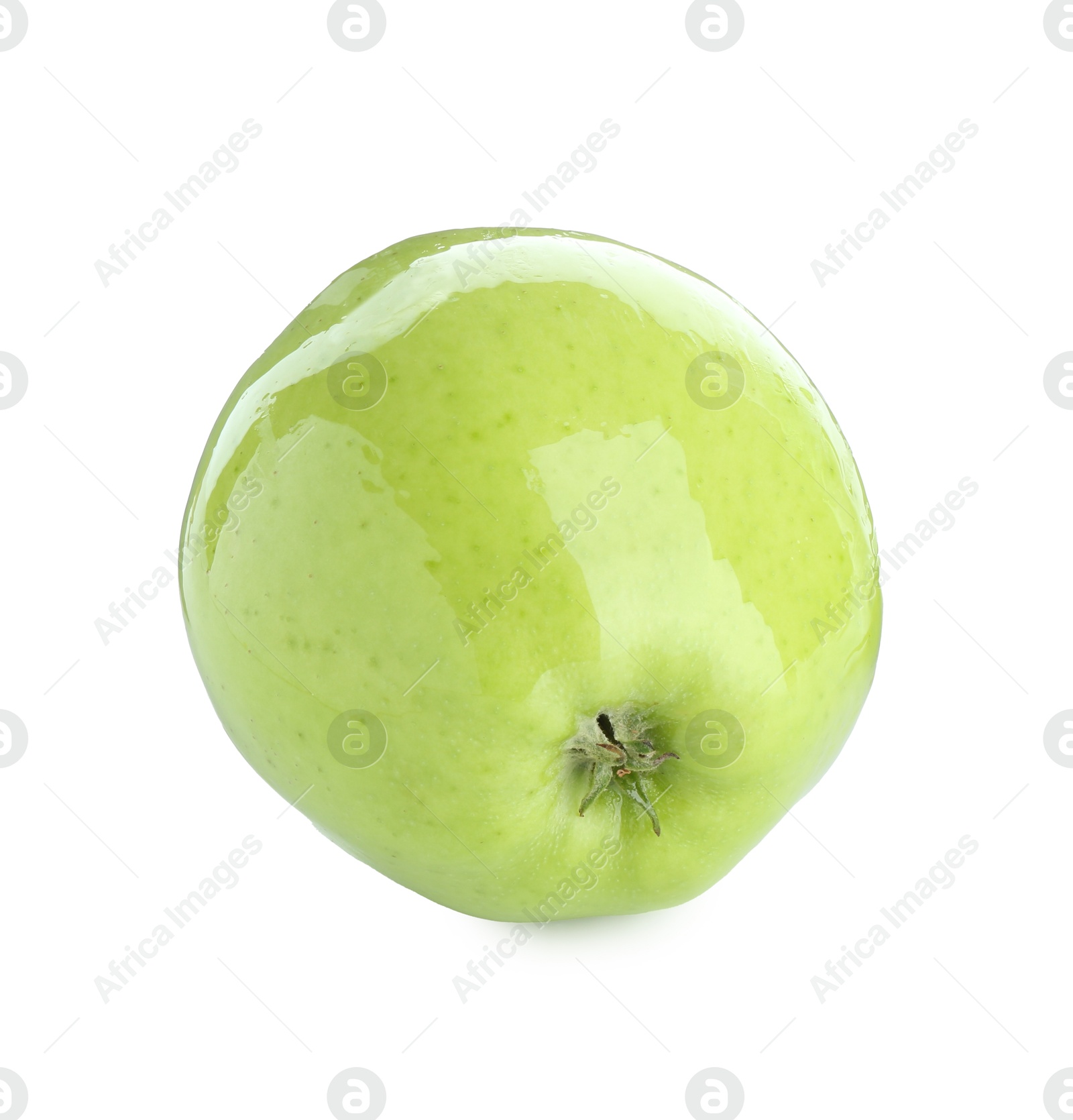 Photo of One ripe green apple isolated on white