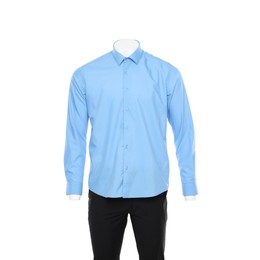 Male mannequin with stylish shirt and pants isolated on white