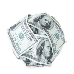 Photo of Ball made of dollars isolated on white